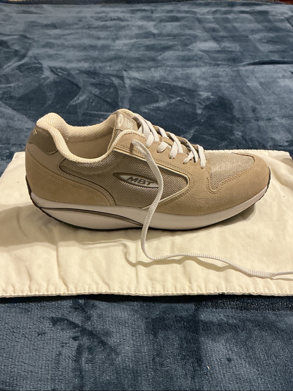 MBT Men's Tan Suede Mesh Lace-Up Sneaker